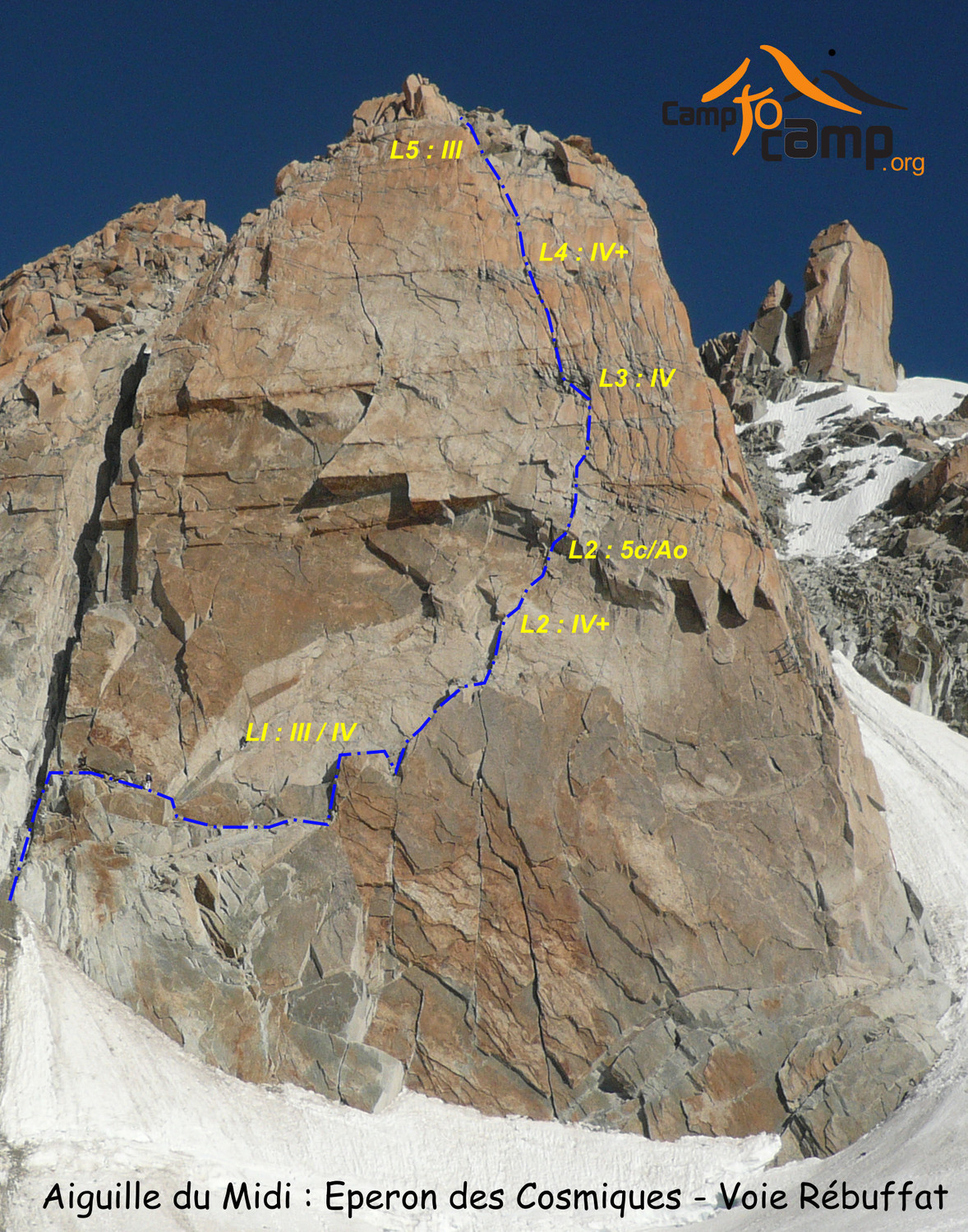 Topo Eperon des Cosmiques : Voie Rébuffat