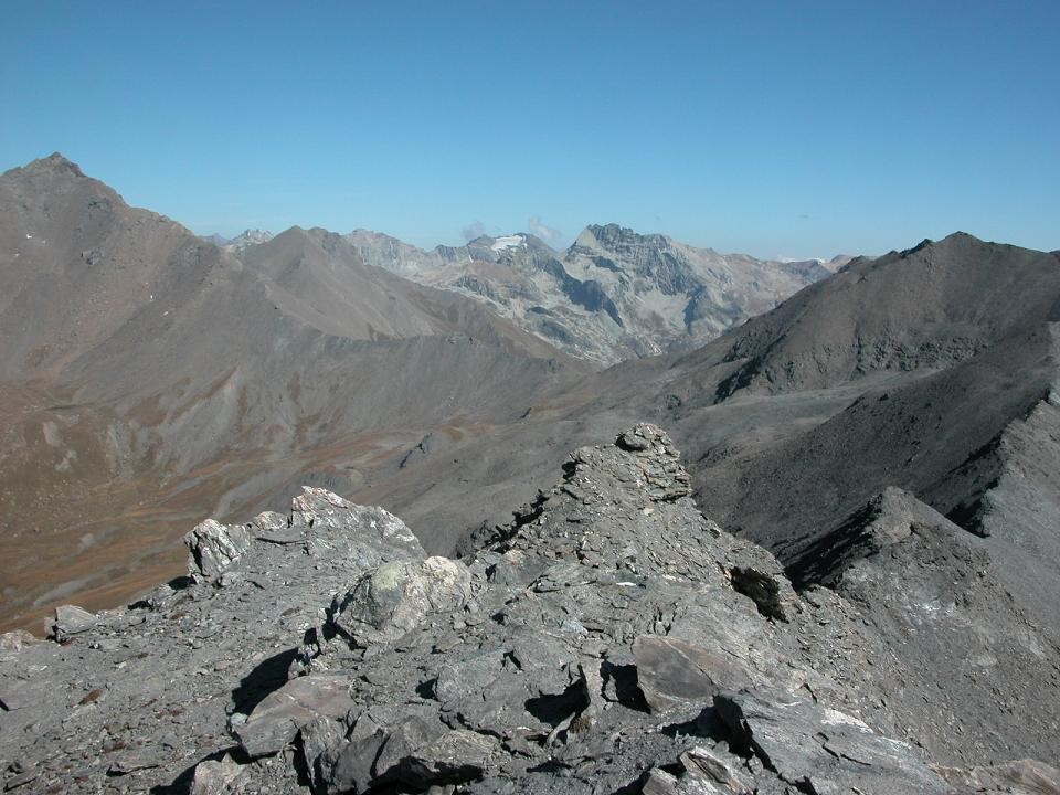 Panaorama de gauche à droite : Pierre Menue, Pointe Nible, Pointe Ferrand, Rognosa d'Etache, Pointe de Paumont