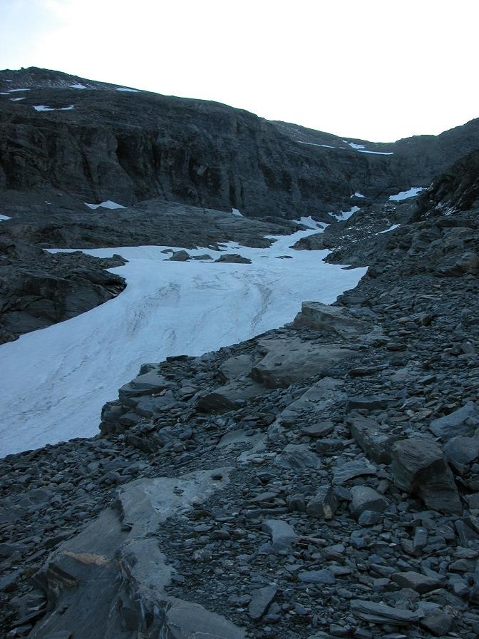 Passage accédant au plat du glacier de l'Arcelle