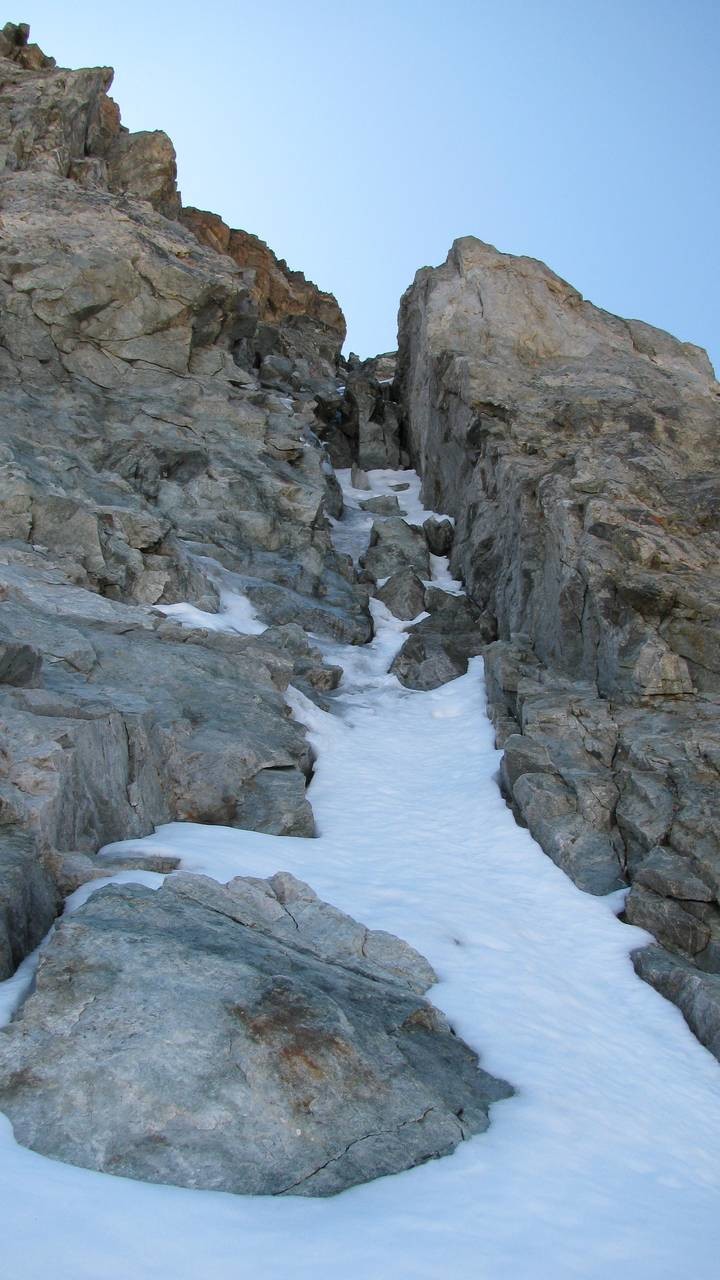 Le diedre cheminée, partie 1, en glace