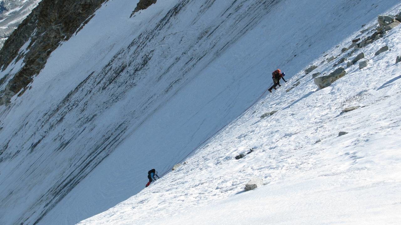 Le mur de glace à l'approche du col Durand