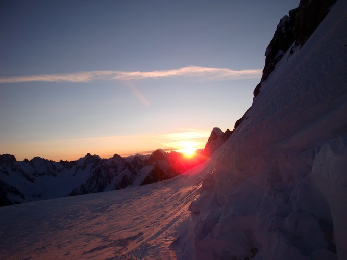 Levé de soleil au pied de la goulotte