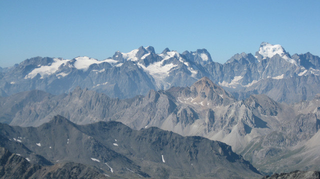 Mont Pelvoux, l'Ailefroide et Barre des Ecrins depuis le Mont Thabor