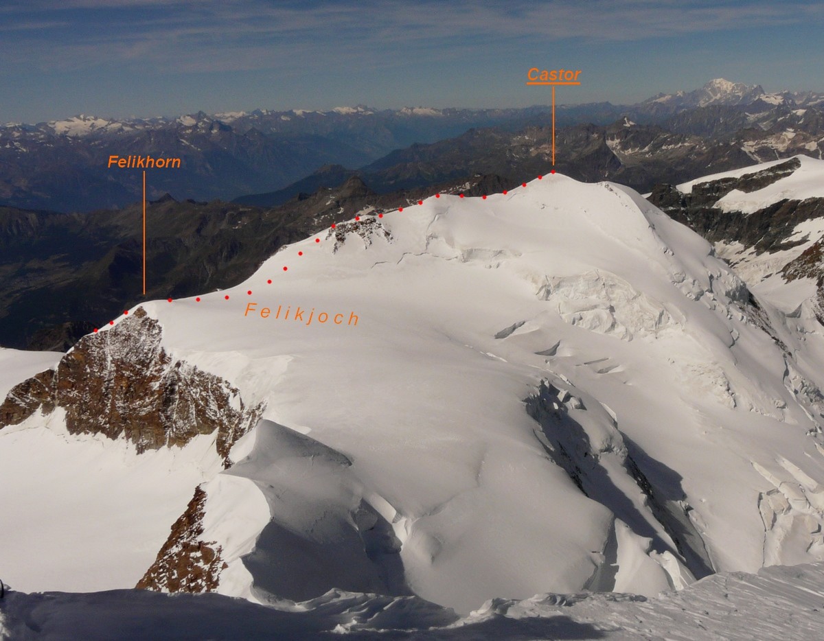 Castor - crête SE depuis le Felikjoch