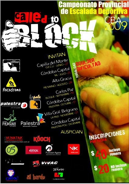 Afiche provincial de escalada Cordoba 2009