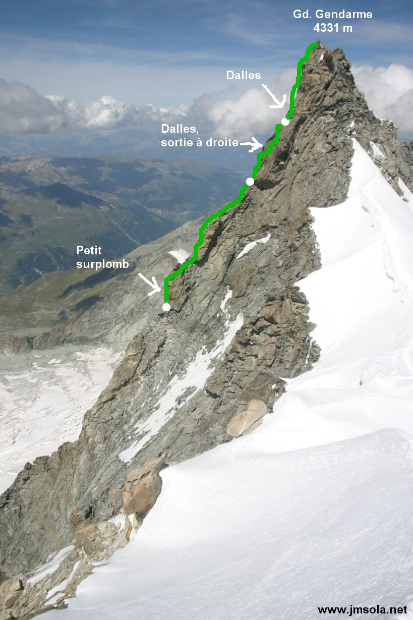 Arête Young au Weisshorn vue depuis l'arête N