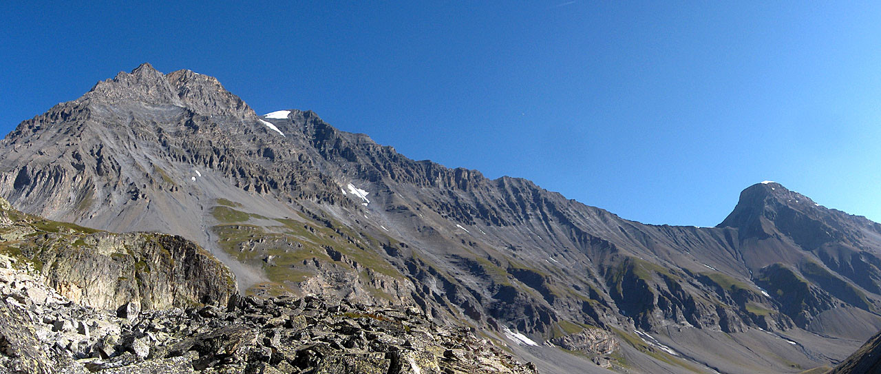 Vue sur la Grande Casse face sud et Grande Motte