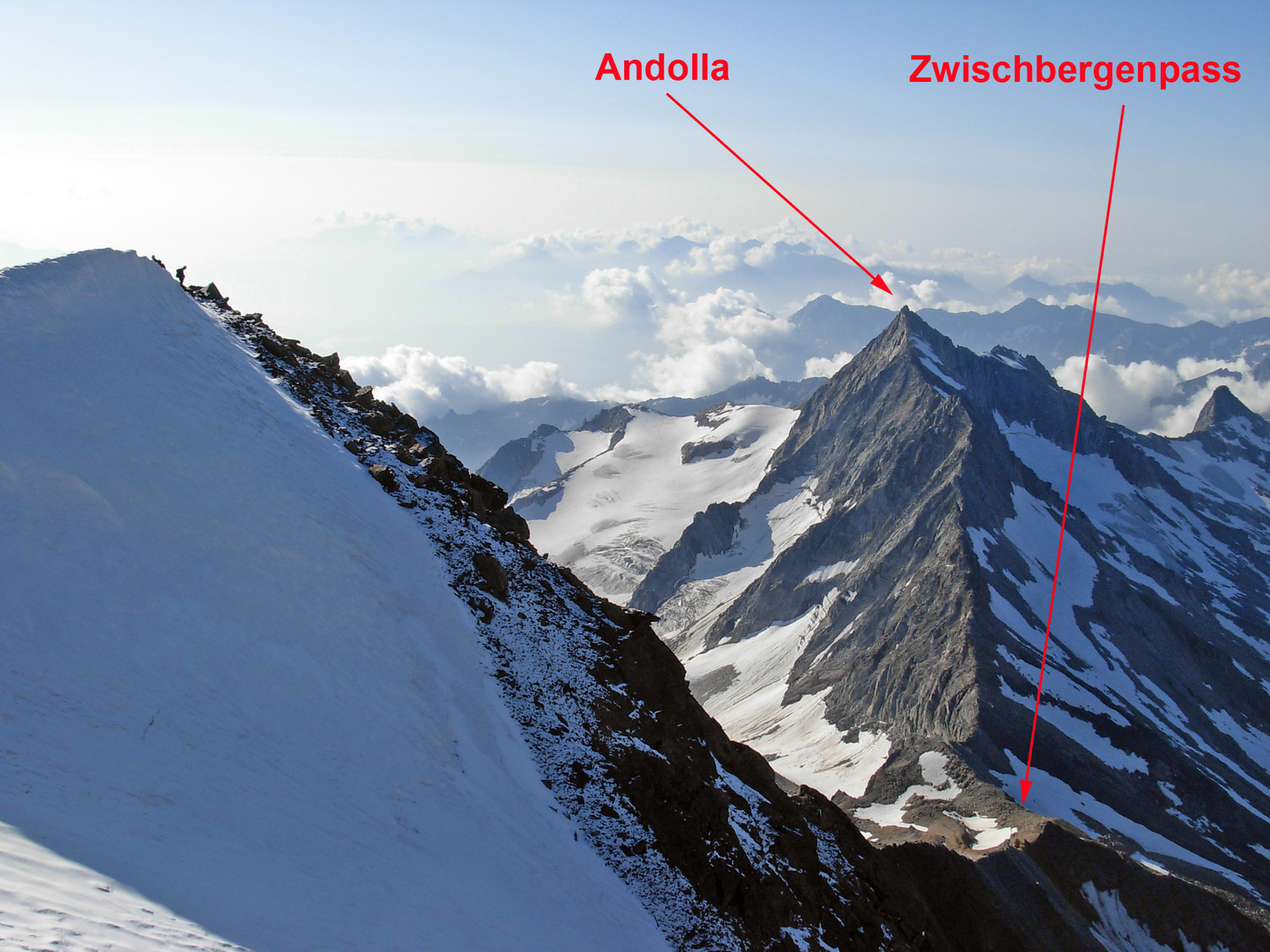 Dalla cima vista integrale della parte rocciosa della cresta S