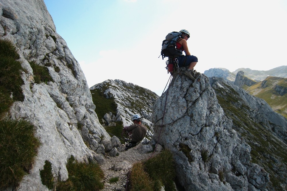 Le haut du rappel de 25m : brèche caractéristique