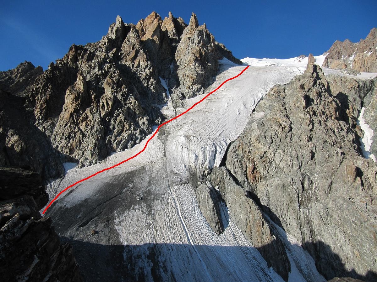 La montée à la selle neigeuse