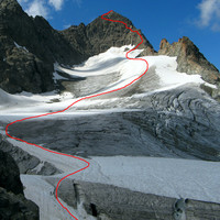 Le Piz Kesch et la partie supérieure du Glacier da Porchabella