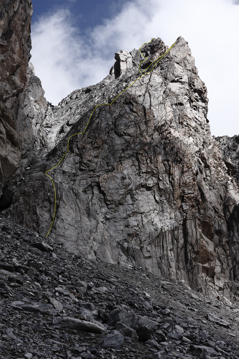 Aiguille d'Orny, face SW intégrale - tracé