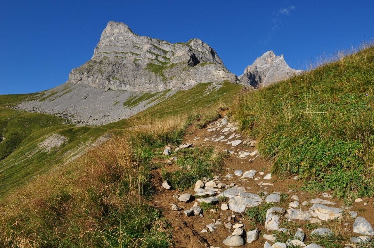 Les Quatre Têtes et Pointe Percée en arrivant sur la crête des Saix