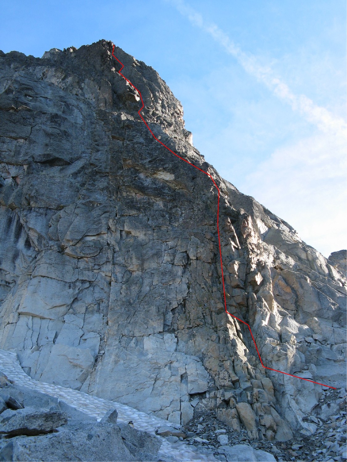 Ramougn, eperon Nord. Tracé de la voie.