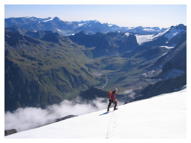 Dans la descente du glacier de Troquairou