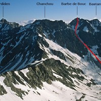Barbe de Bouc couloir S, vu depuis le pic de Cestrède 