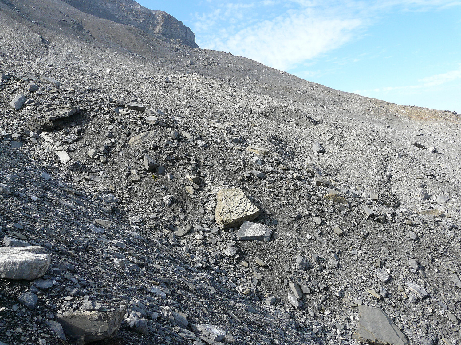 Dessous les rochers un glacier fossile