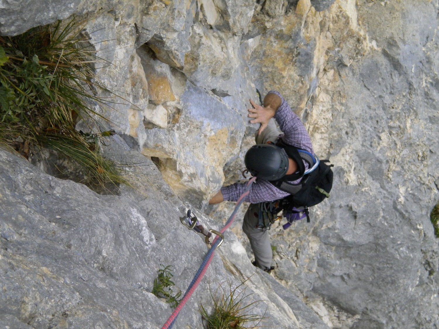 Presles - Marguerite - Sortie de L5 après une longue envolée en 6b