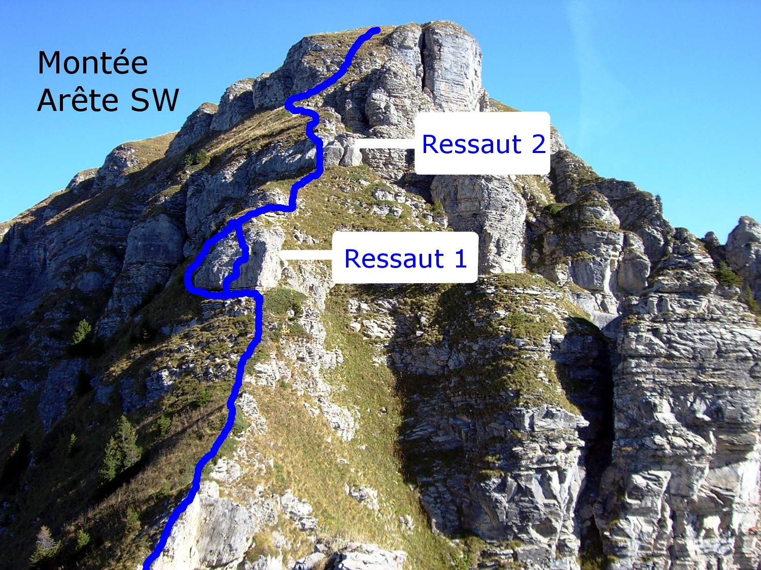 Montée, arête SW