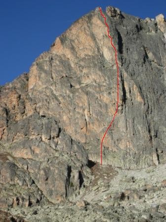 Aiguille Large de Mary iti appoximatif (attention en fait ça passe au fond du dièdre faudrait modifier cette photo)
