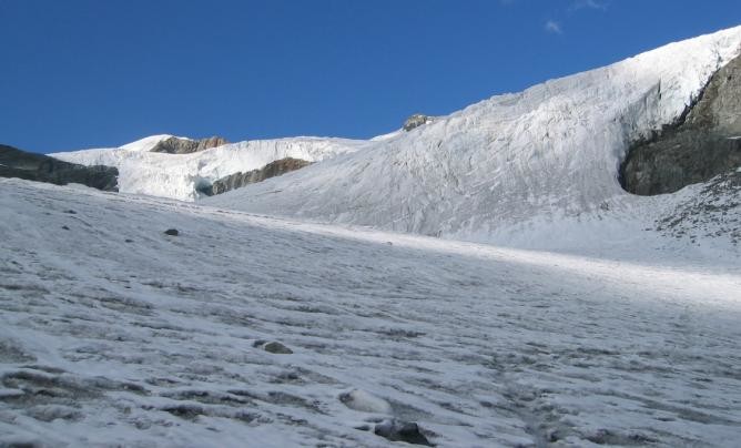 le glacier à traverser