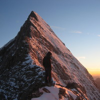 Eiger: the sunset before the trip on Mittelegi ridge