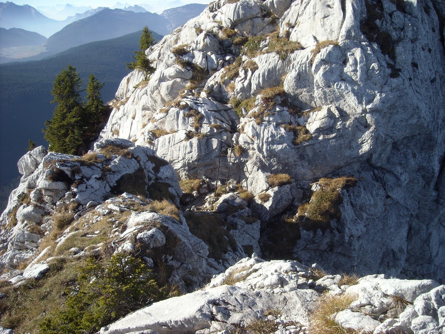 Echelle en direction de la partie sommitale.
