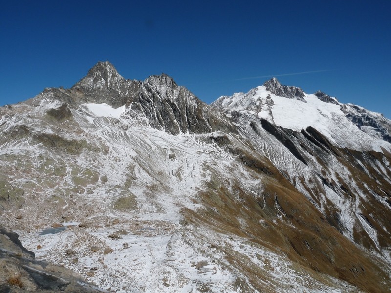 Mont-Tondu, Aiguille de Bellaval et Aiguille des Glaciers depuis Col des Bouquetins