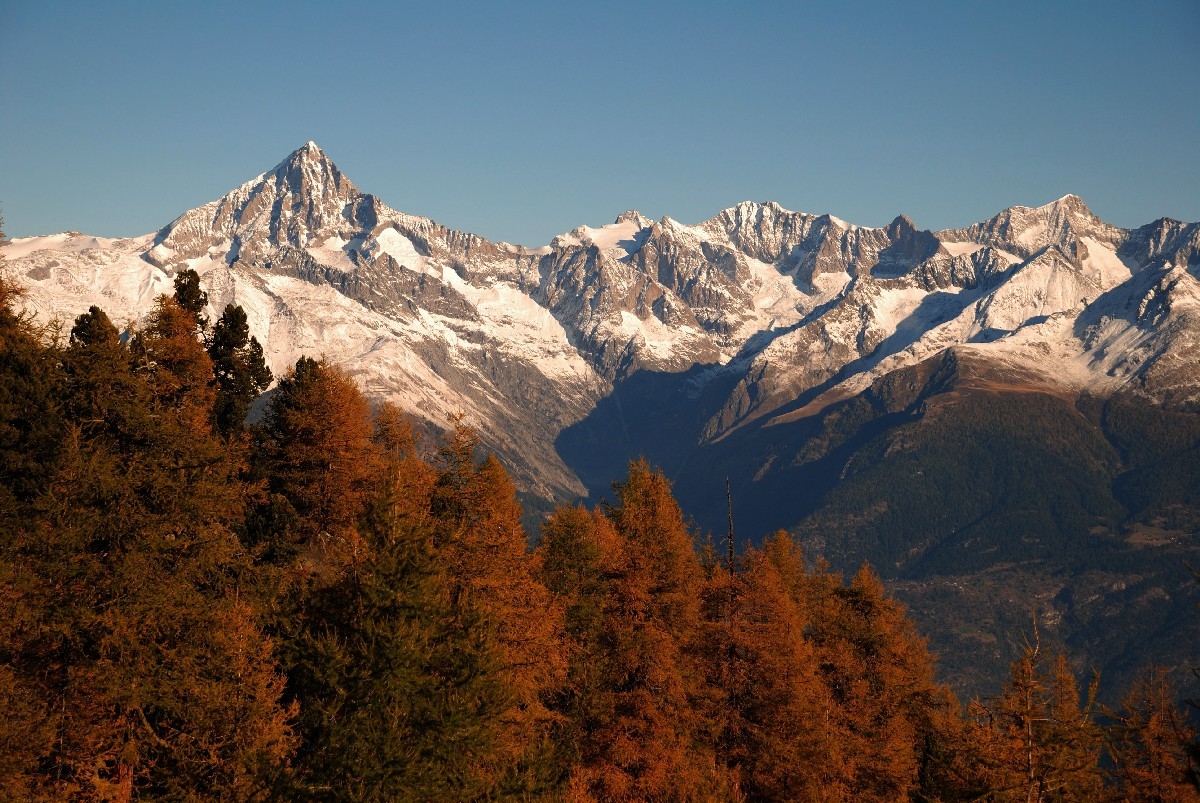 Le Bietschhorn, vu du sentier balcon Grächen - Saas Fee