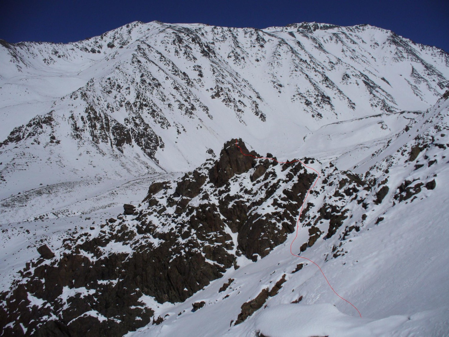 Parte de la travesia y ruta hacia la cumbre desde la salida del canal.