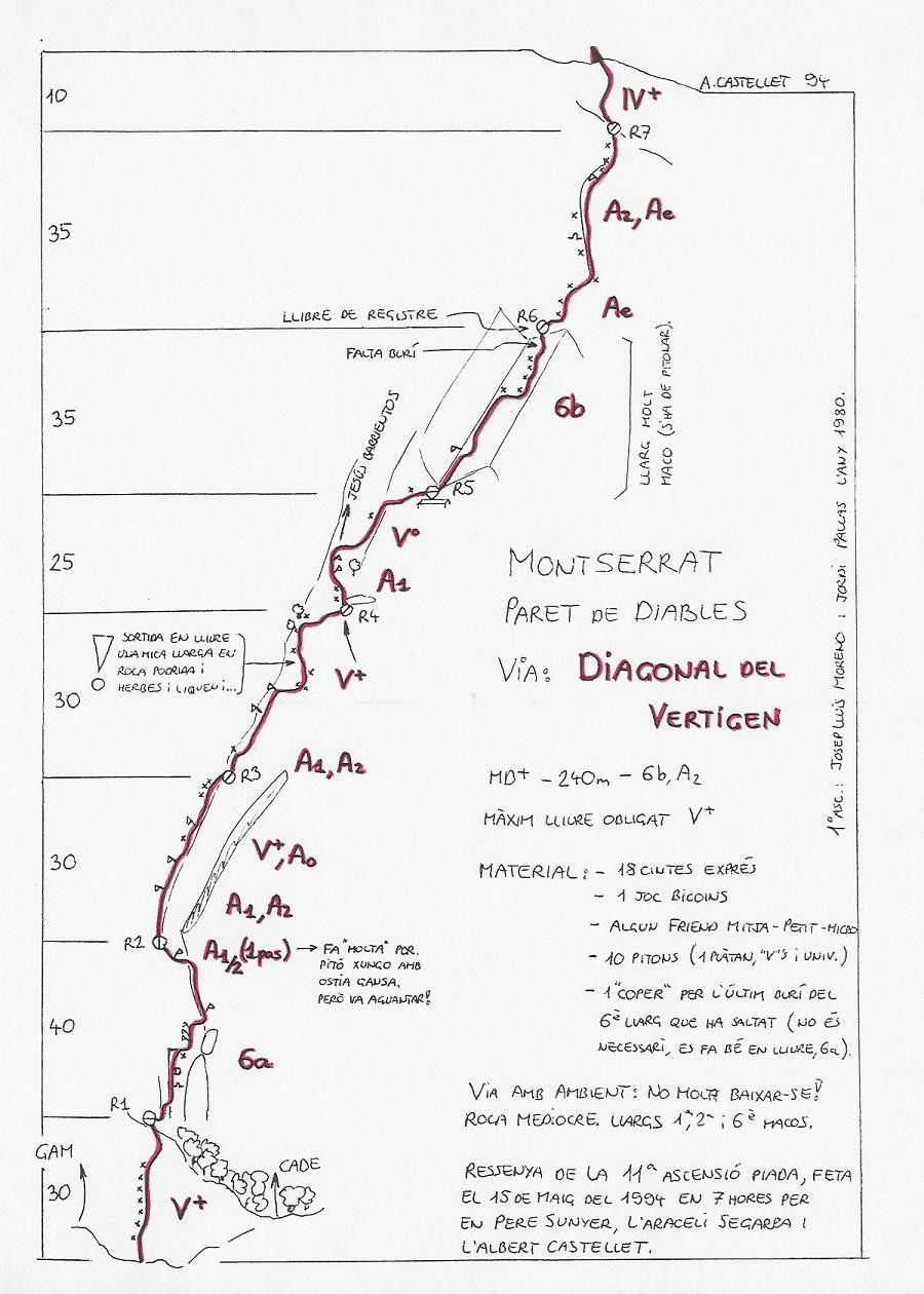 Topo Montserrat - Paret de Diables : Diagonal del Vertigen