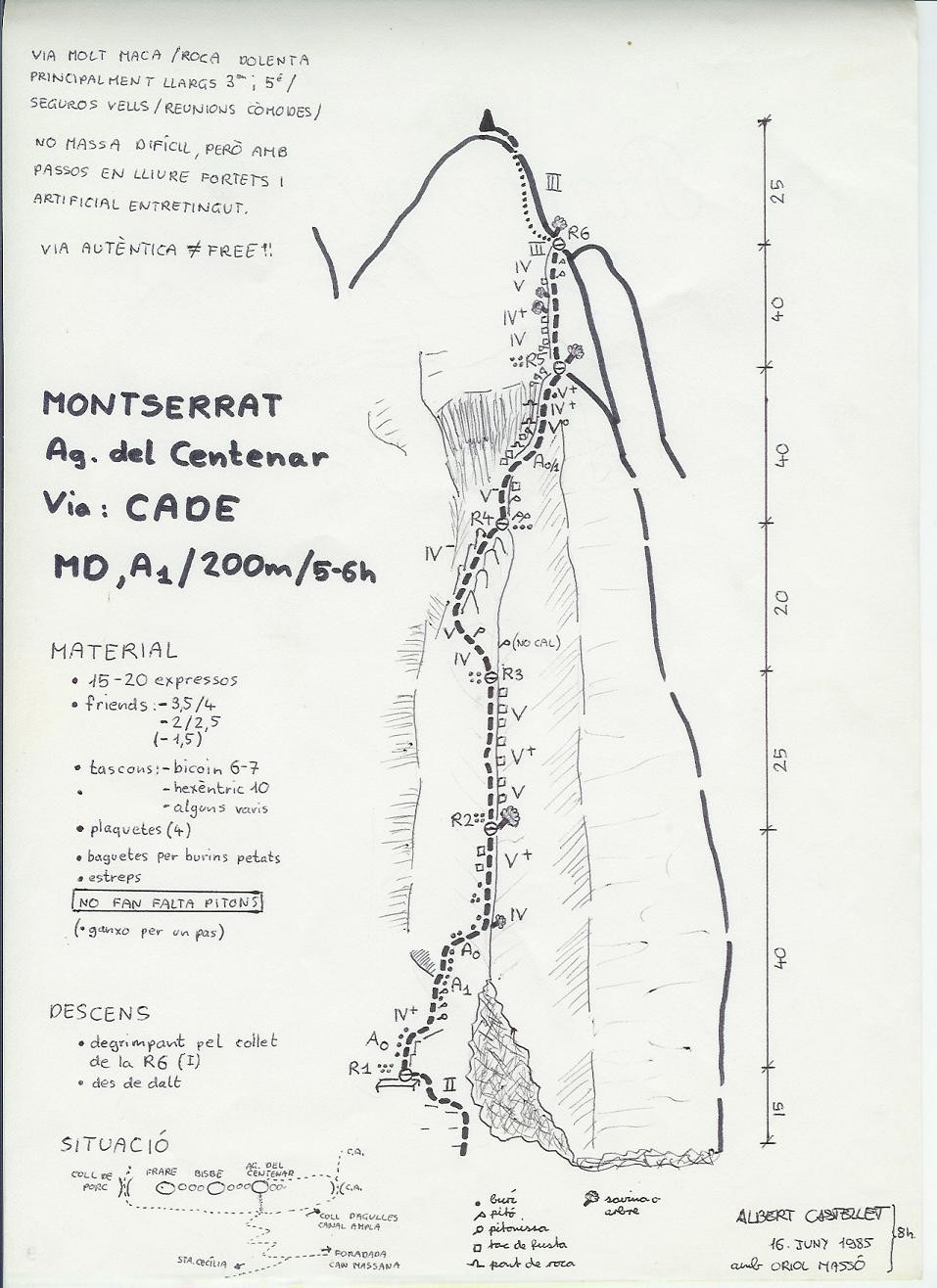 Topo Montserrat - Paret N d'Agulles : Agulla Centenar, CADE