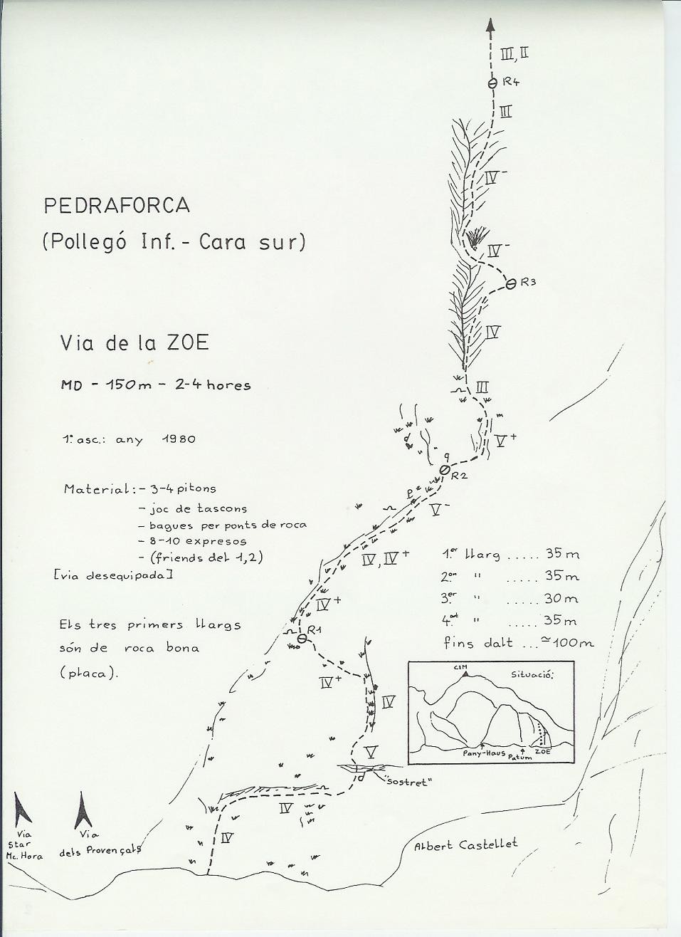 Topo Pedraforca - Cara S Pollegó Inferior : Via de la Zoe