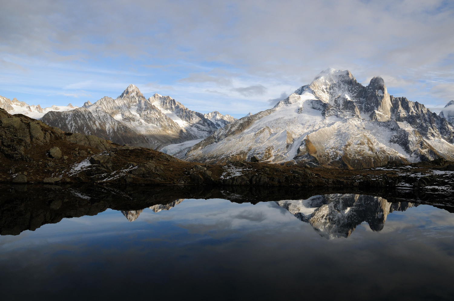 Aiguille verte et Chardonnet un soir d'automne