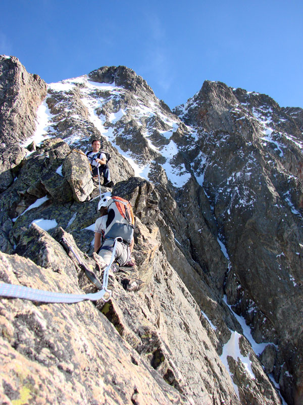 Gélas: arête W: sur l'arête