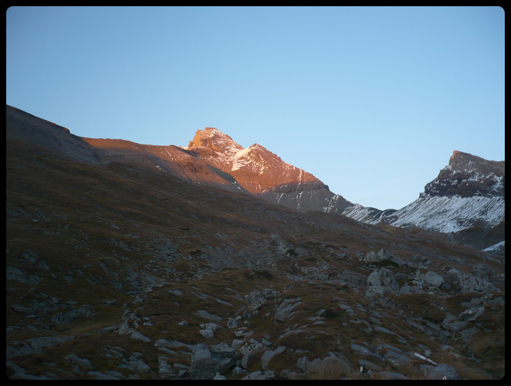 La veille au soir, coucher de soleil sur la Haute Cime