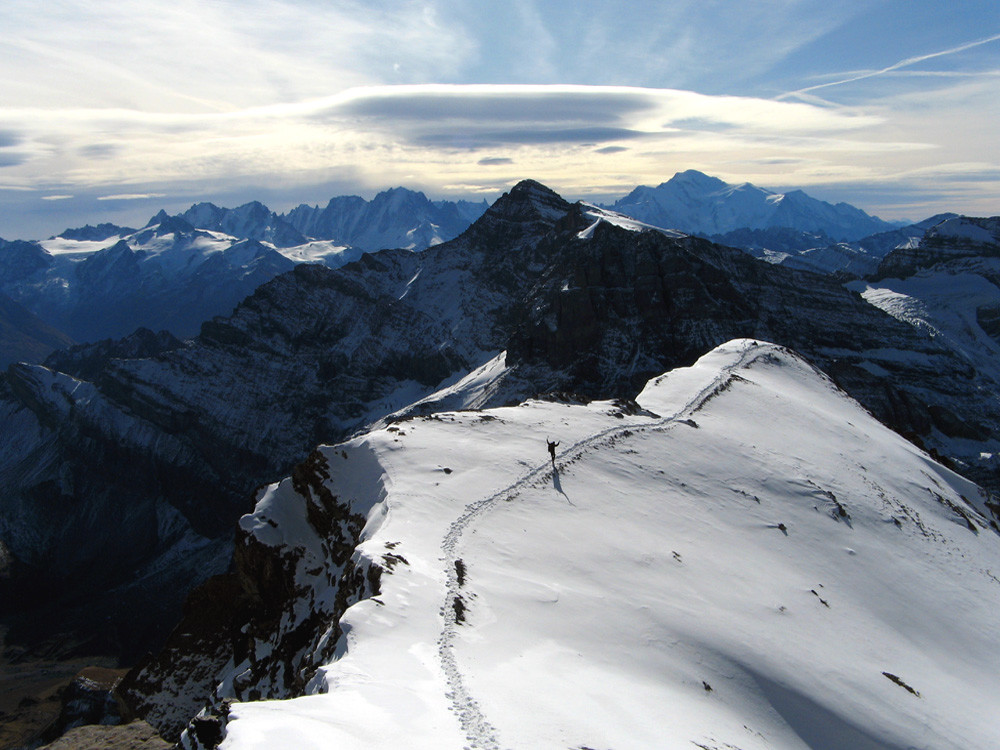 Le col des Paresseux, la Tour Sallière, le massif du Mont Blanc