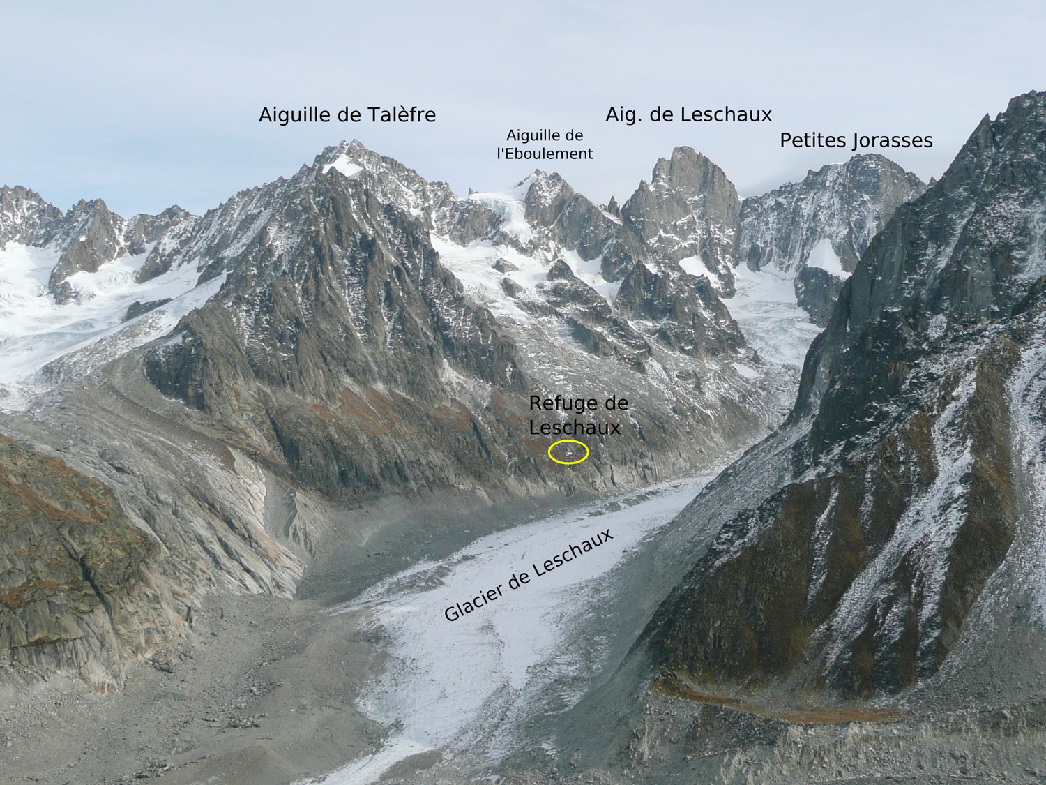 Bassin de Leschaux vu de l'Envers des aiguilles
