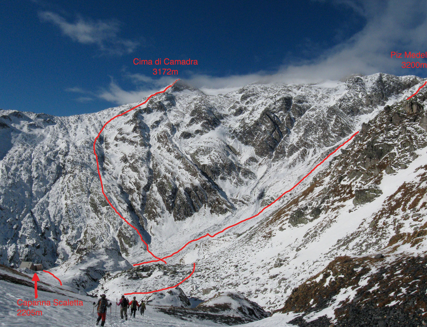 Cima di Camadra e capanna scaletta