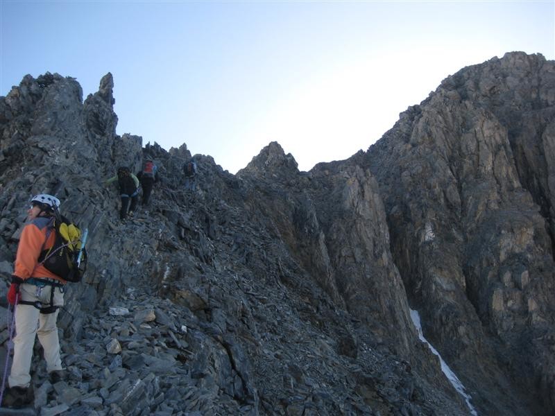 Cheminement entre le col et le sommet de la Dent Parrachée