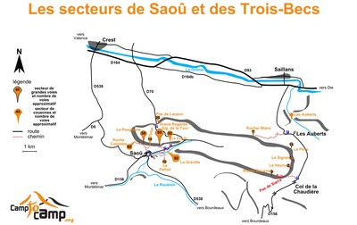 Accès aux secteurs de Saoû et Trois-Becs Accès aux secteurs de Saoû et Trois-Becs