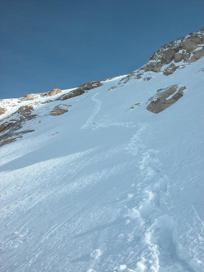 Le couloir au déprt du col de Rhêmes-Calabre