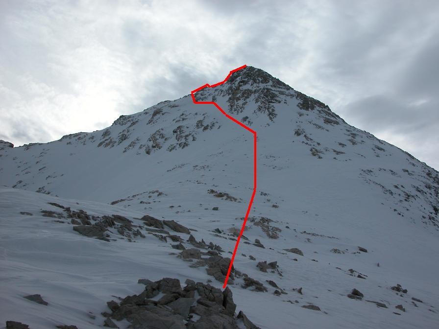 Parcours final depuis la selle neigeuse