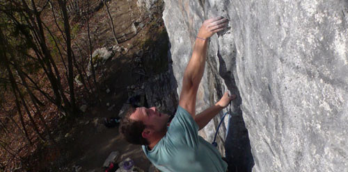 Lionel dans la "Colonne à la Une", 7b, Roc des Suets
