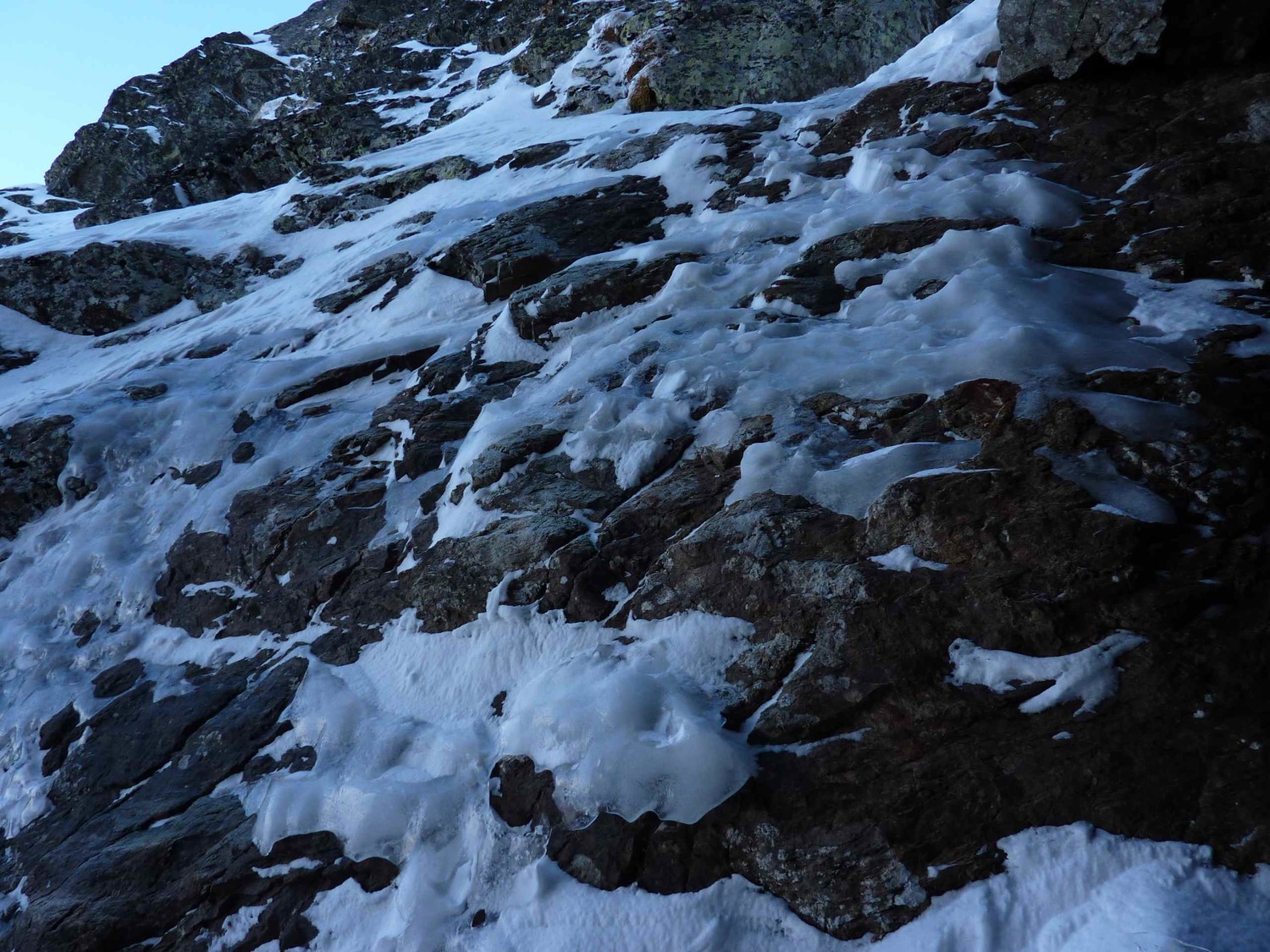2nd ressaut, placage glace.