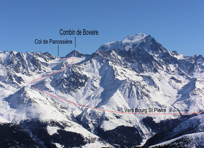 Descente par le glacier de Boveire depuis le col de Panossière