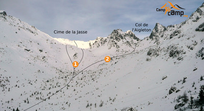 Cime de la Jasse et Col de l'Aigleton - Versant S-SW depuis Prabert Cime de la Jasse et Col de l'Aigleton - Versant S-SW depuis Prabert