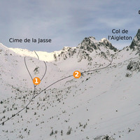 Cime de la Jasse et Col de l'Aigleton - Versant S-SW depuis Prabert