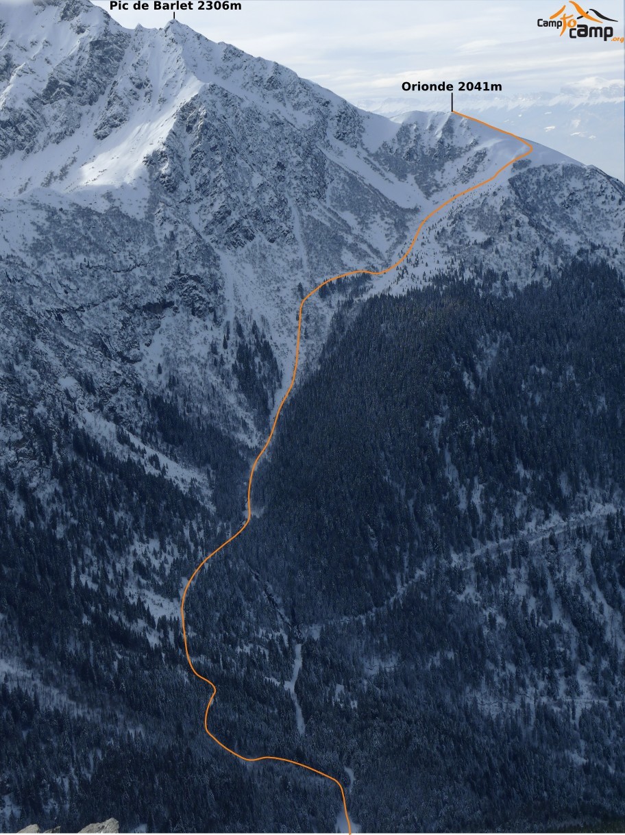 Itinéraire versant NE Orionde