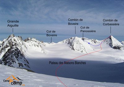 Combin de Corbassière itinéraire depuis le col de Meitin